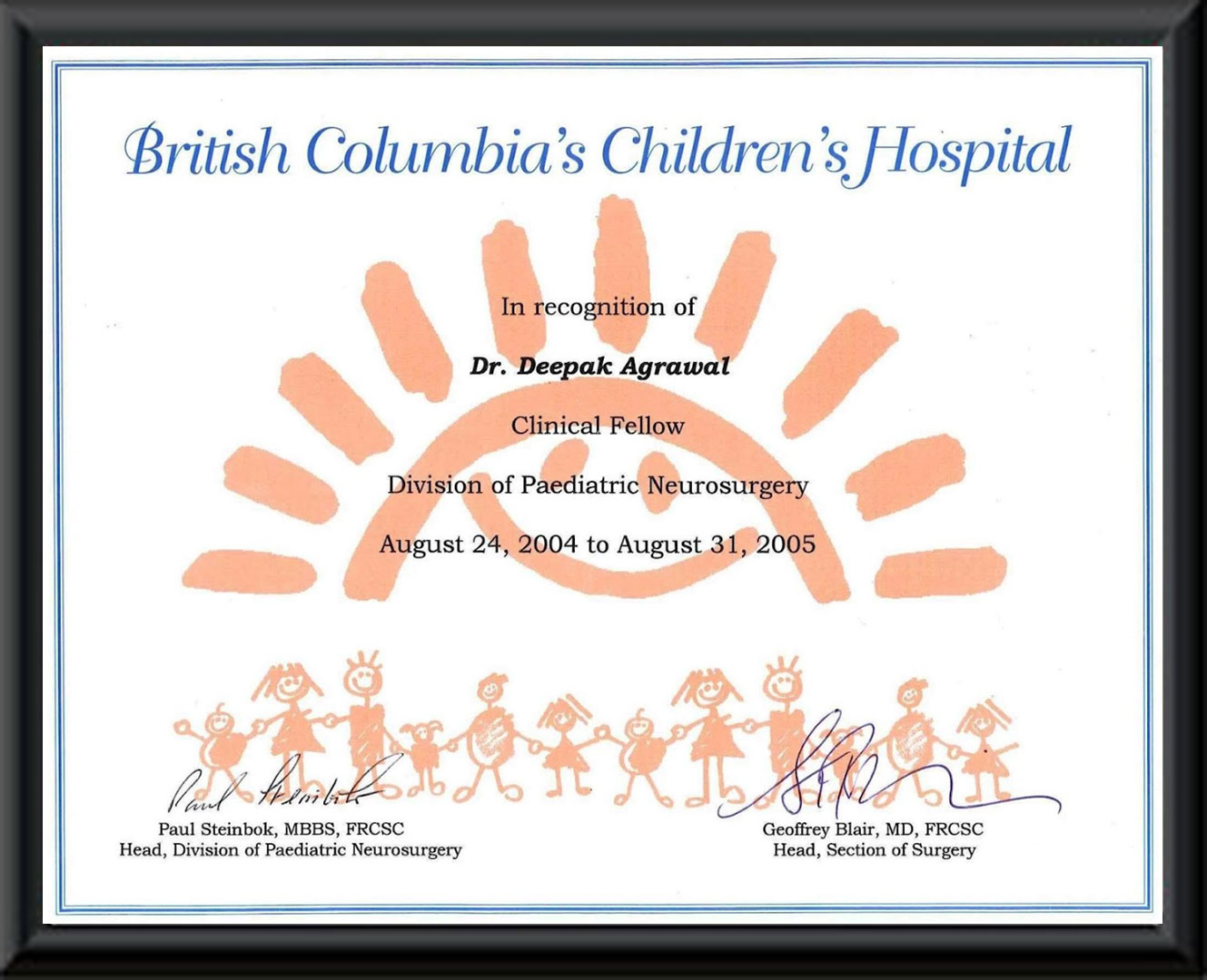 CLINICAL PEDIATRIC FELLOWSHIP CERTIFICATION VANCOUVER, CANADA