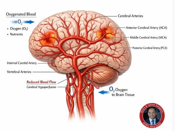 Brain Blood Flow Medical Illustration