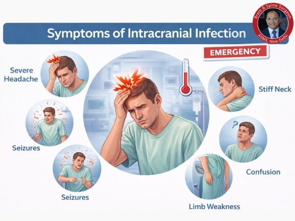 Symptoms of intracranial infection infographic