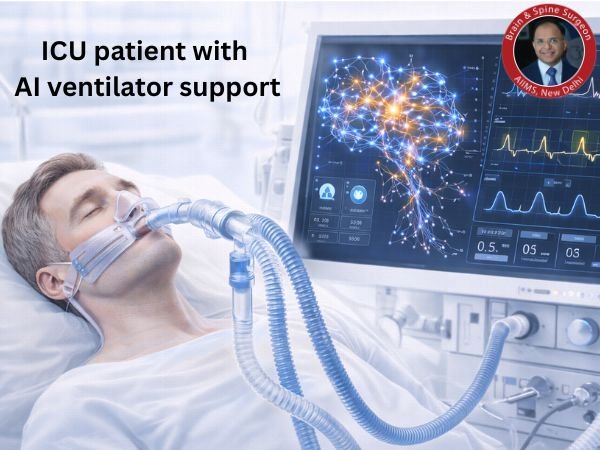 ICU patient with AI ventilator support