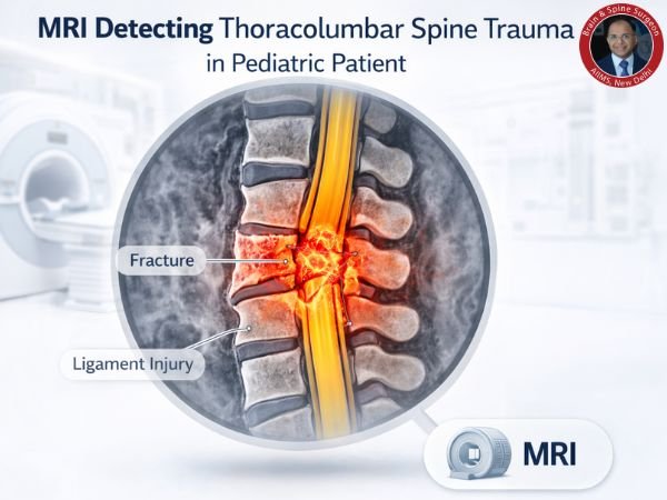 MRI scan showing pediatric spine trauma
