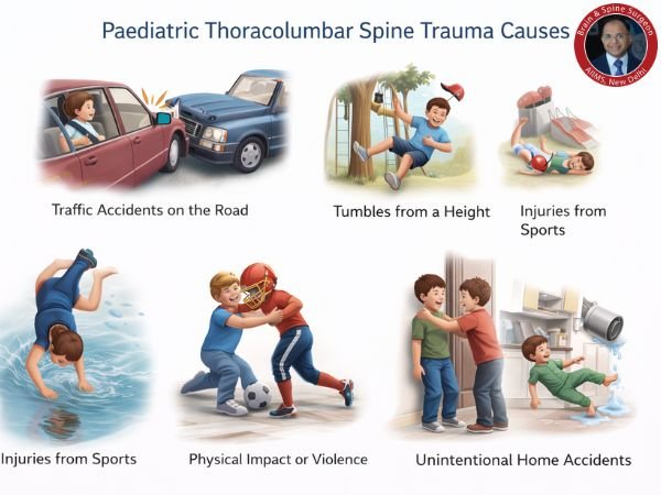 Paediatric thoracolumbar spine trauma causes