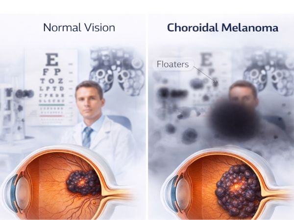 Vision distortion with choroidal melanoma