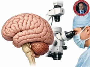human brain anatomy with neurosurgeon