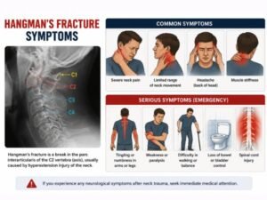 Hangman's fracture symptoms and warnings