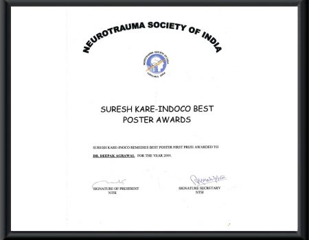 BEST POSTER AWARD BY NEUROTRAUMA SOCIETY OF INDIA