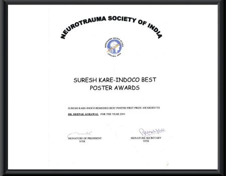 BEST POSTER AWARD BY NEUROTRAUMA SOCIETY OF INDIA