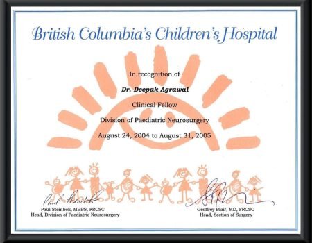 CLINICAL PEDIATRIC FELLOWSHIP CERTIFICATION VANCOUVER, CANADA
